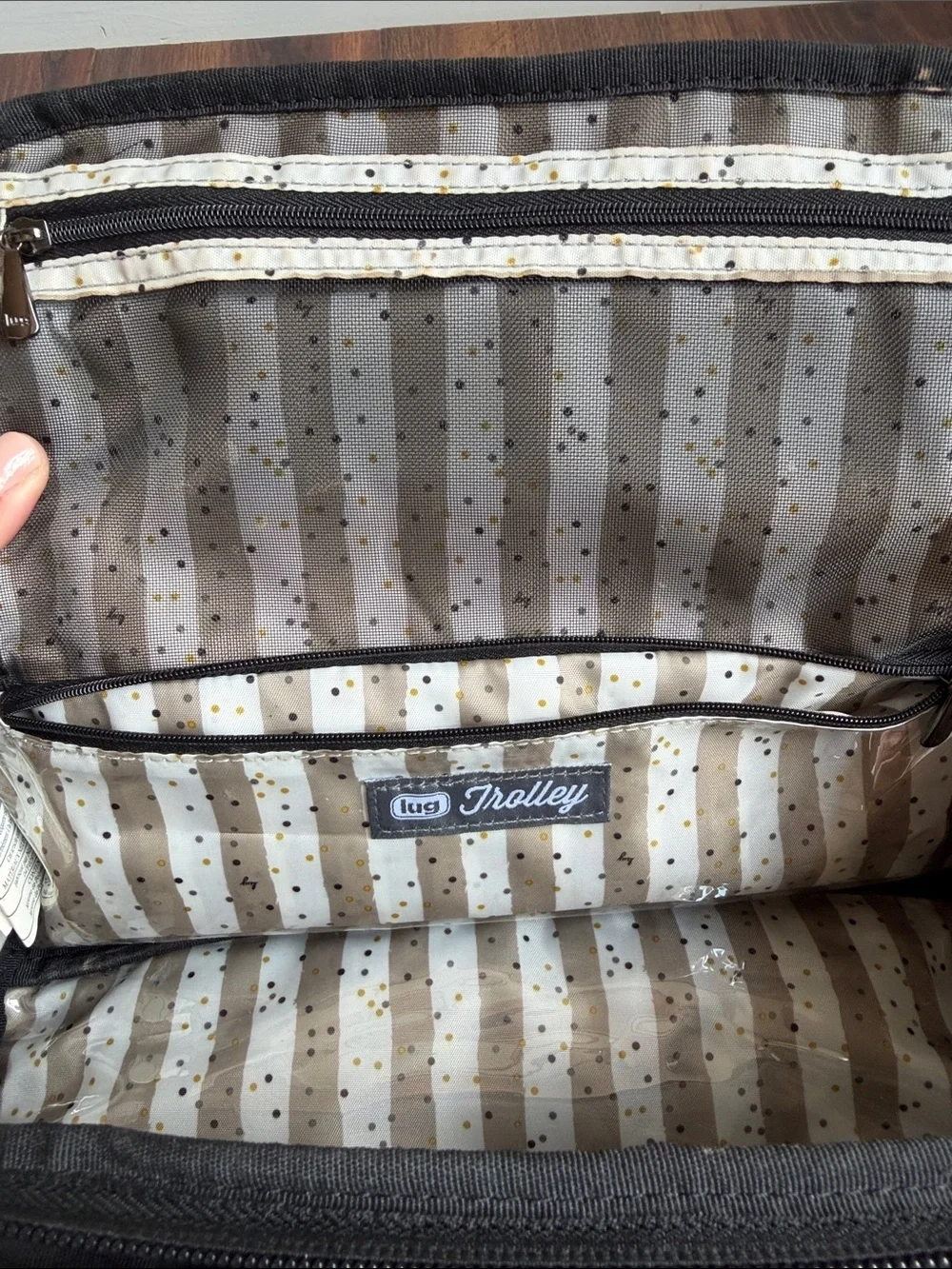 Lug Trolley Toiletries Zipper Bag Black Floral
